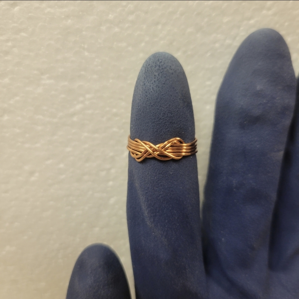Hand Crafted Copper Wire Wrapped Infinity Bow Ring - Picture 3 of 8